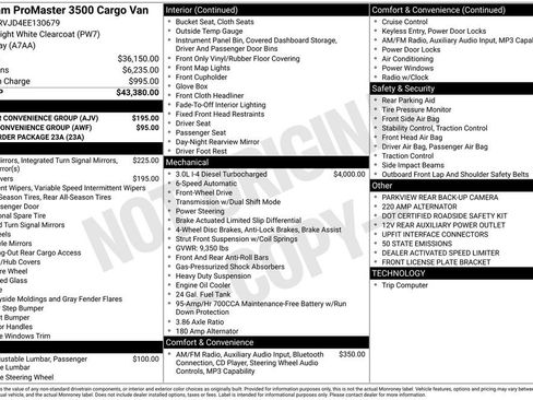 Used 2014 RAM ProMaster 3500 w/ Interior Convenience Group image 9