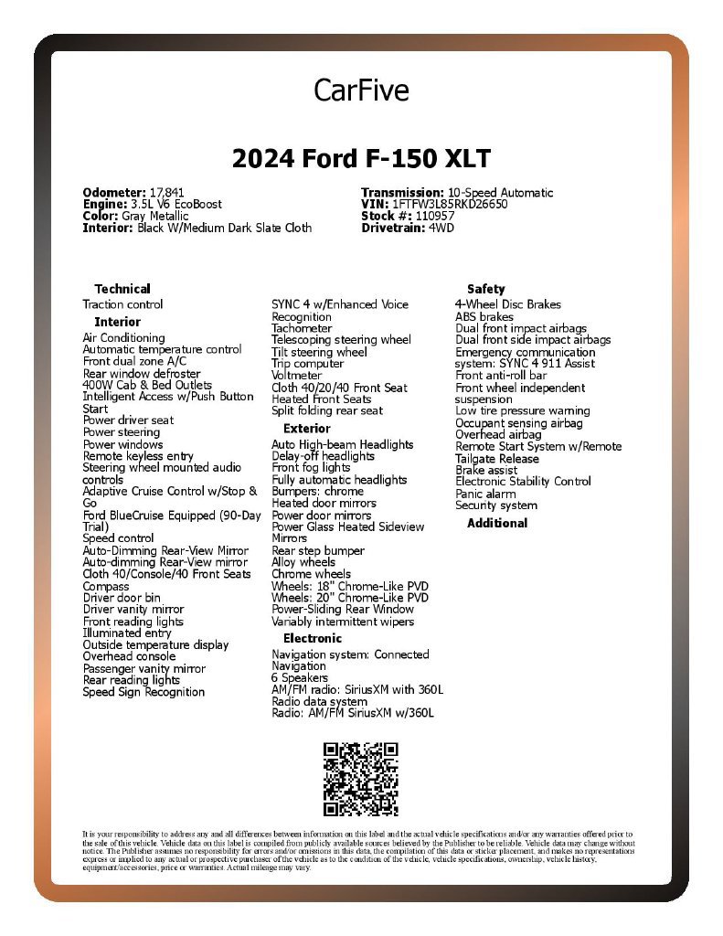 Used 2024 Ford F150 XLT w/ Equipment Group 302A MID AWD/4WD image 30