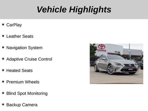 Used 2016 Lexus RC 200t w/ Navigation System Package RWD image 5
