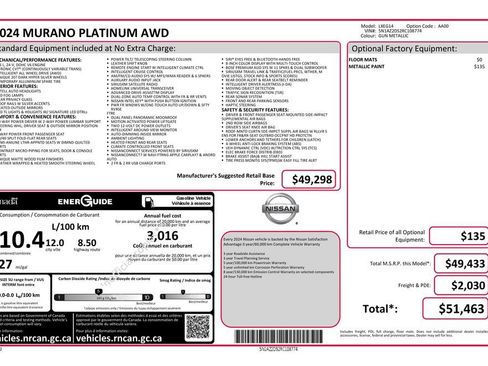 Used 2024 Nissan Murano Platinum AWD/4WD image 13