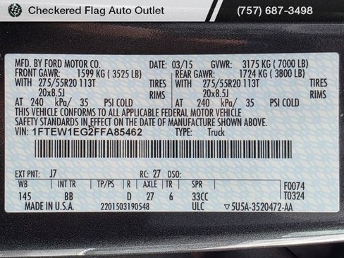 Used 2015 Ford F150 Platinum w/ Equipment Group 701A Luxury image 23