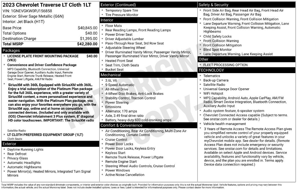Used 2023 Chevrolet Traverse LT AWD/4WD image 43
