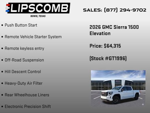 New 2026 GMC Sierra 1500 Elevation w/ X31 Off-Road Package AWD/4WD image 15