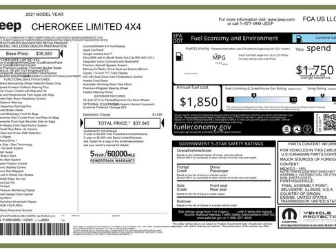 Used 2021 Jeep Cherokee Limited AWD/4WD image 2