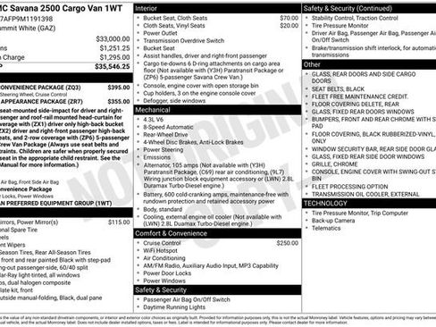 Used 2021 GMC Savana 2500 w/ Driver Convenience Package RWD image 4