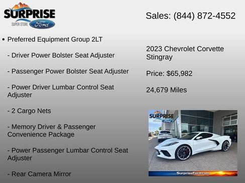 Used 2023 Chevrolet Corvette Stingray Preferred Cpe w/ Z51 Performance Package RWD image 6