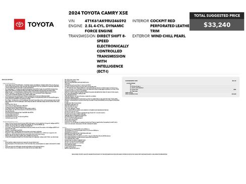Used 2024 Toyota Camry XSE FWD image 2