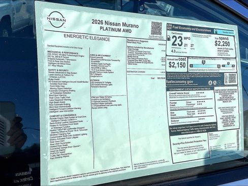 New 2026 Nissan Murano Platinum w/ Cargo Package AWD/4WD image 14