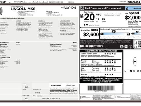 Used 2015 Lincoln MKS AWD w/ Equipment Group 201A image 33