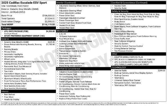 Certified 2025 Cadillac Escalade ESV Sport w/ LPO, ONYX Package AWD/4WD image 34