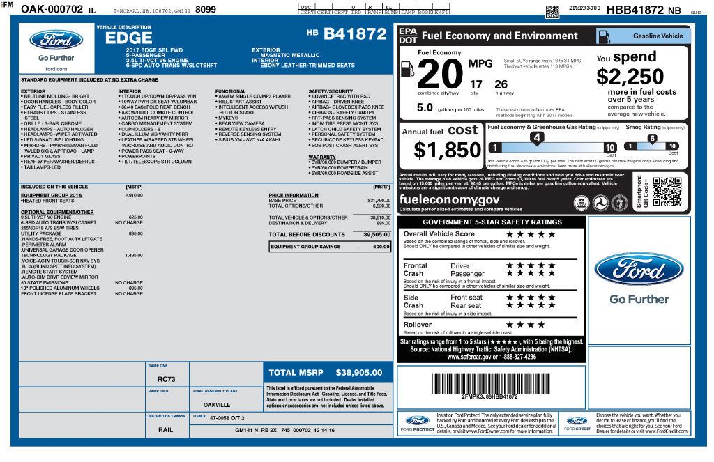 Used 2017 Ford Edge SEL w/ Equipment Group 201A FWD image 10