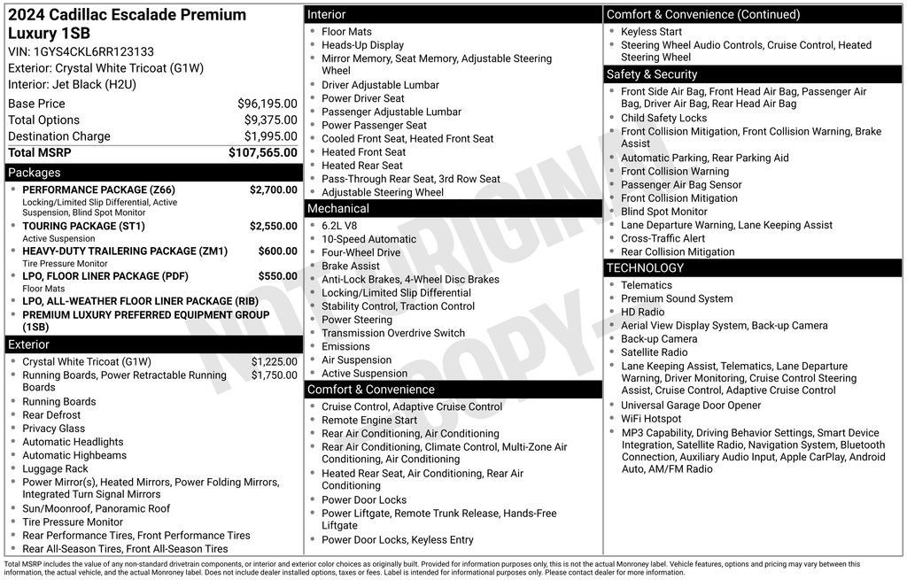 Certified 2024 Cadillac Escalade Premium Luxury w/ Performance Package AWD/4WD image 38