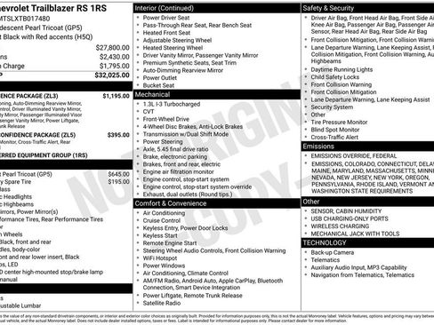 New 2026 Chevrolet TrailBlazer RS w/ Convenience Package image 34