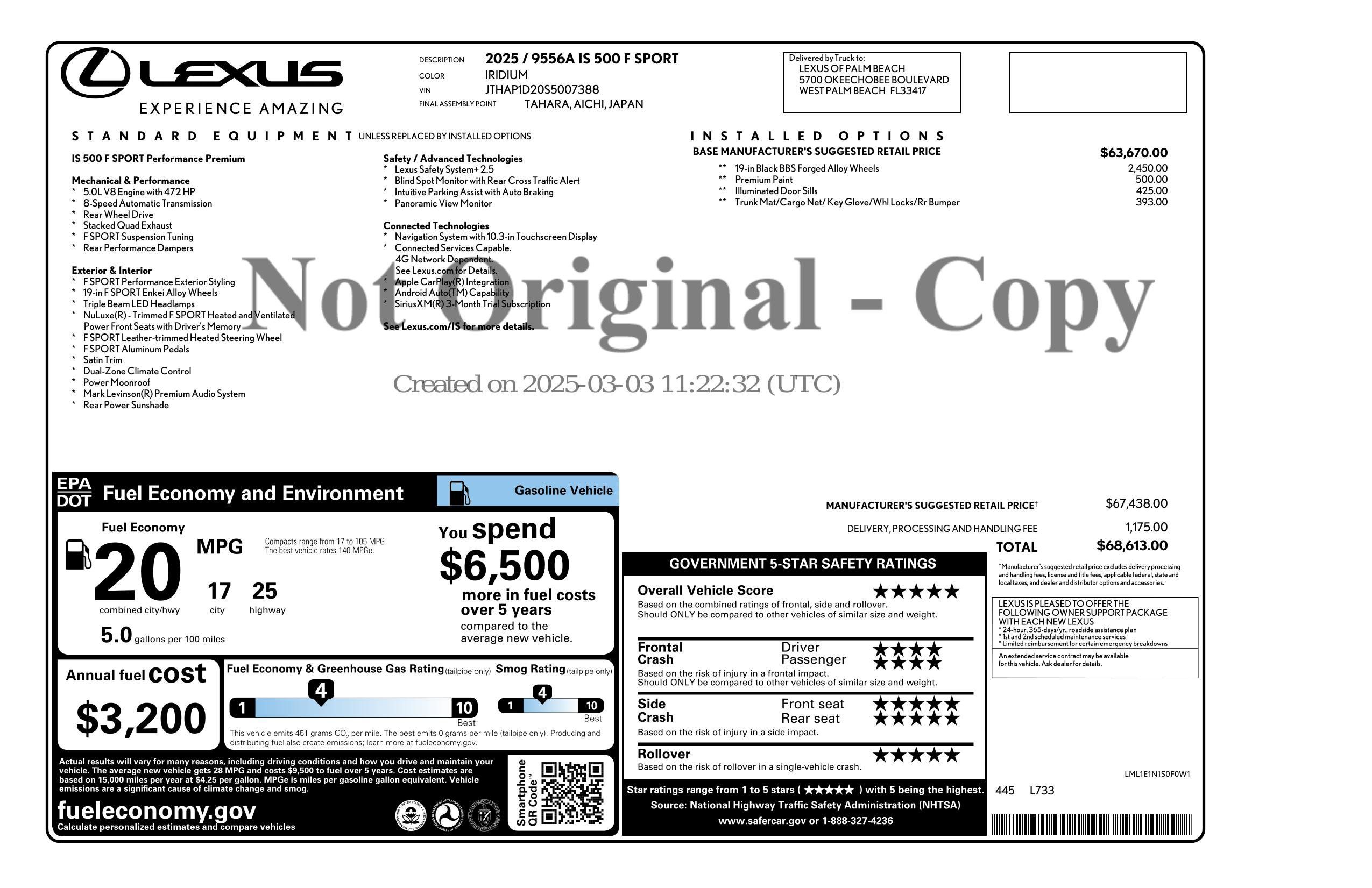 Used 2025 Lexus IS 500 w/ Accessory Package 2 RWD image 3