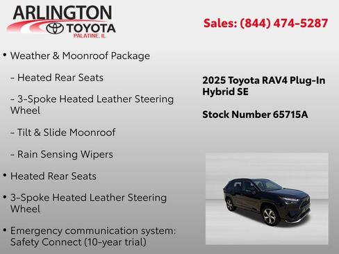 Used 2025 Toyota RAV4 SE w/ Weather & Moonroof Package AWD/4WD image 4