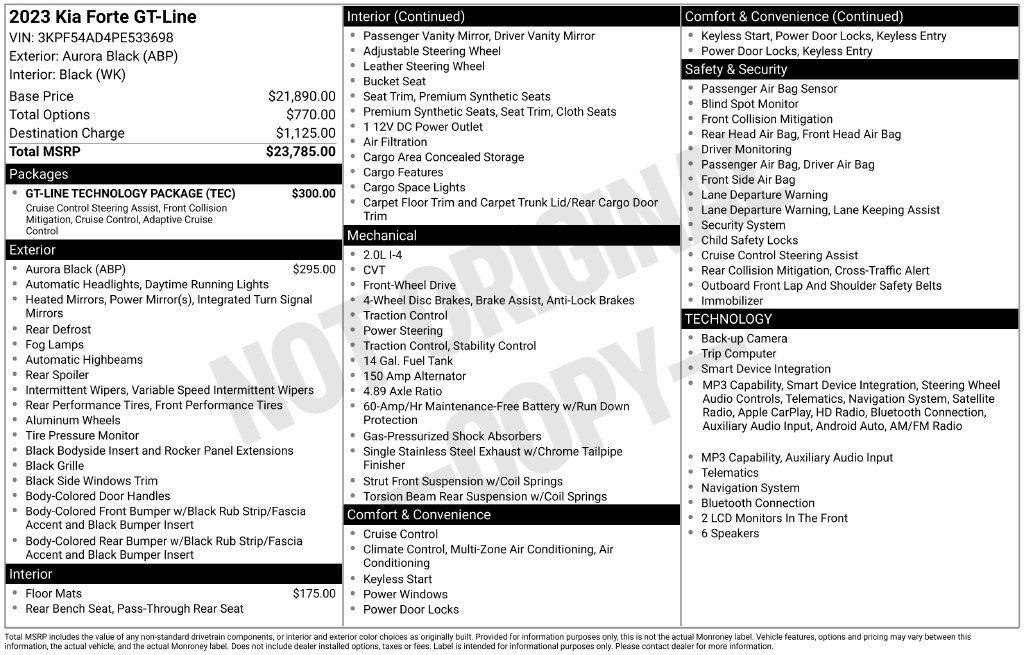 Used 2023 Kia Forte GT-Line w/ GT-Line Technology Package FWD image 40