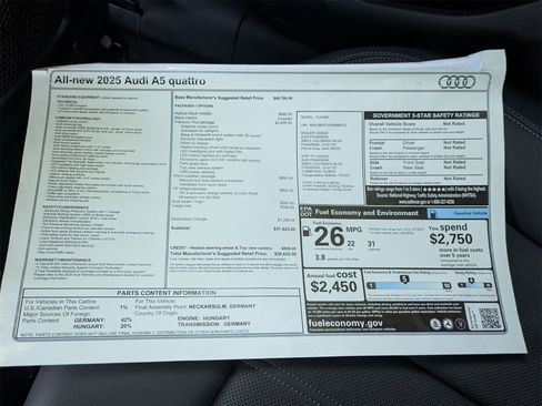 New 2025 Audi A5 2.0T Premium Plus image 18