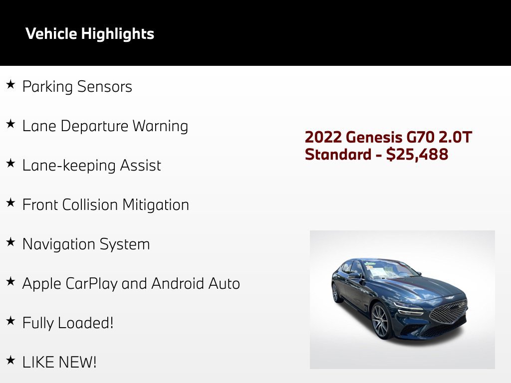 Used 2022 Genesis G70 2.0T w/ Prestige Package RWD image 67