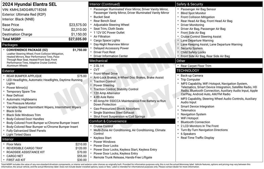 Used 2024 Hyundai Elantra SEL w/ Convenience Package FWD image 3