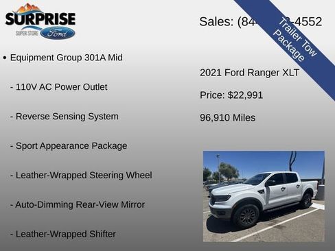 Used 2021 Ford Ranger XLT w/ Equipment Group 301A Mid RWD image 7