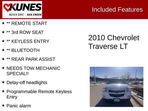 Used 2010 Chevrolet Traverse LT w/ Personal Connectivity Package image 2