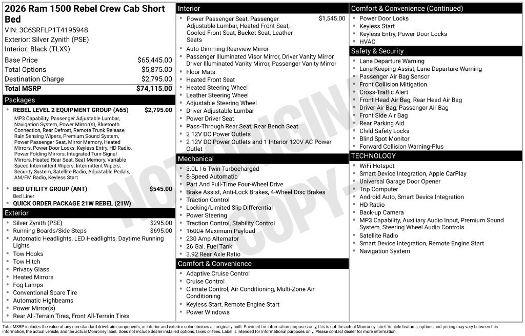 Used 2026 RAM 1500 Rebel w/ Rebel Level 2 Equipment Group AWD/4WD image 41