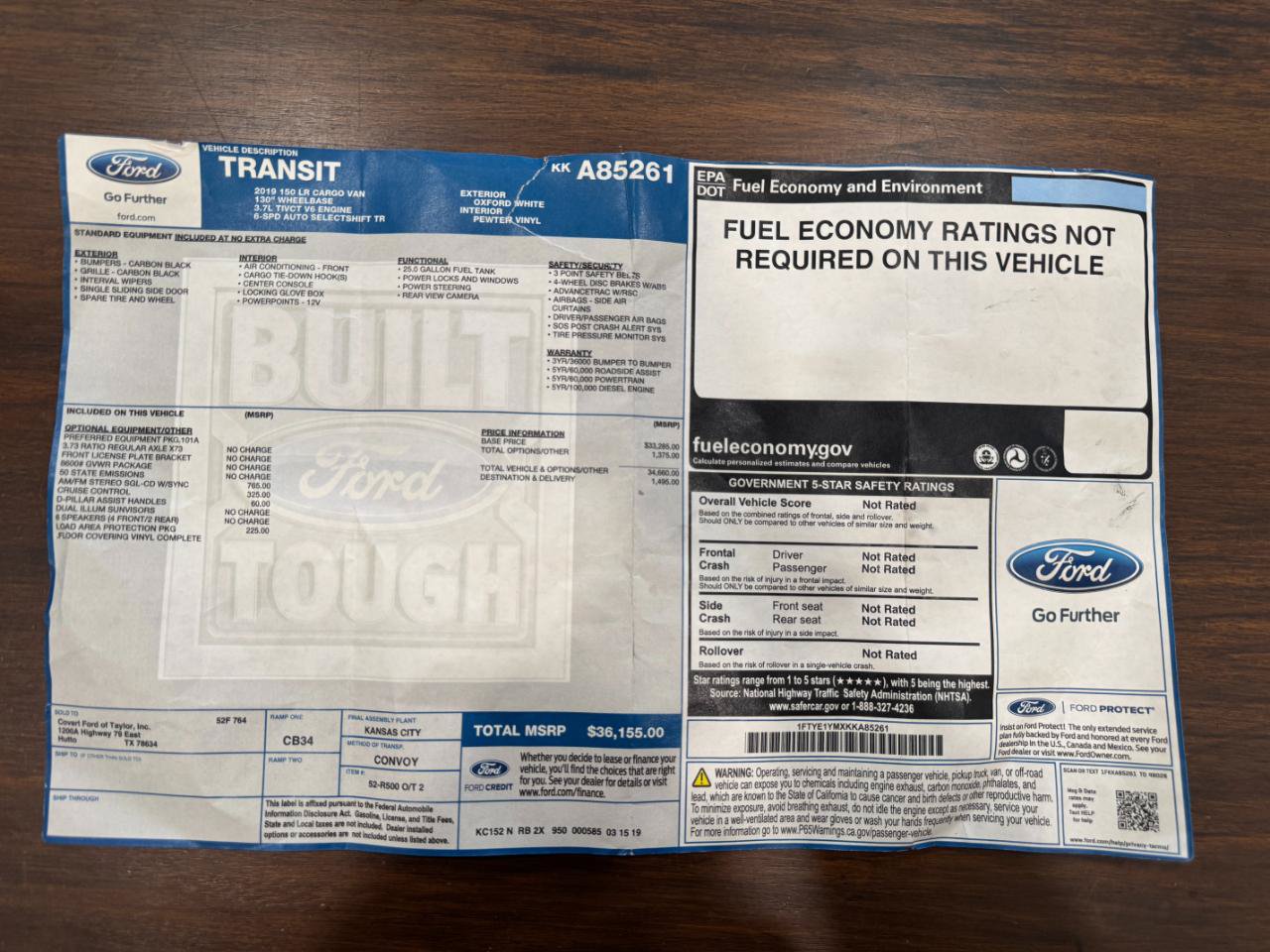 Used 2019 Ford Transit 150 130 Low Roof RWD image 44