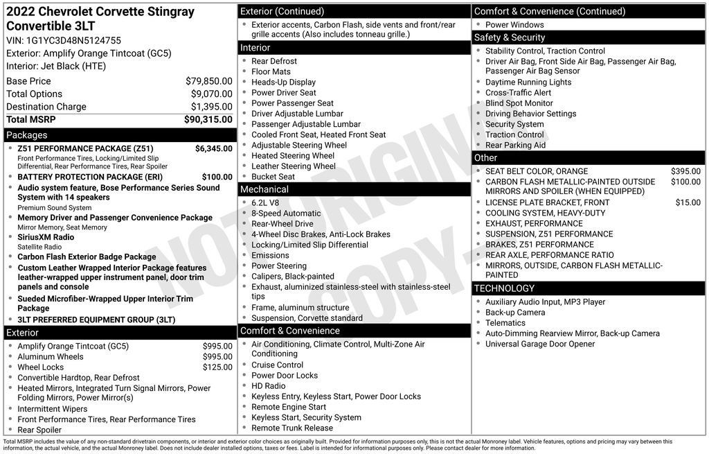 Used 2022 Chevrolet Corvette Stingray Premium Conv w/ Z51 Performance Package RWD image 4