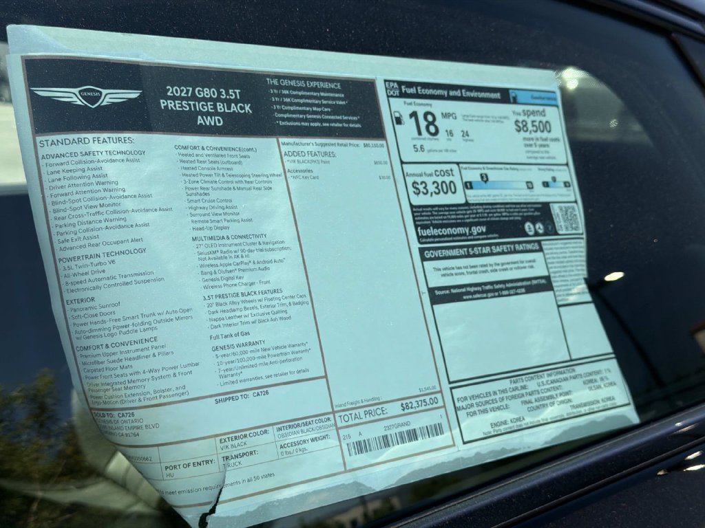 New 2027 Genesis G80 3.5T Prestige AWD/4WD image 18