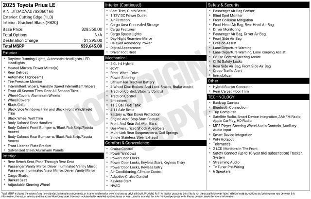 Certified 2025 Toyota Prius LE FWD image 32