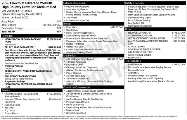 New 2026 Chevrolet Silverado 2500 High Country w/ High Country Premium Package AWD/4WD image 4