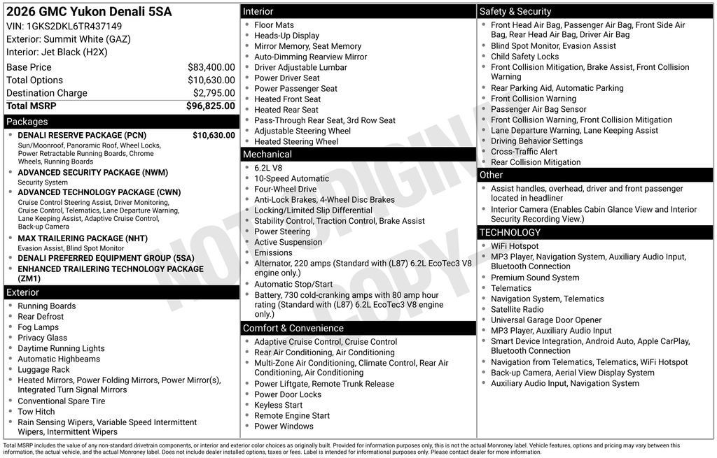 New 2026 GMC Yukon Denali w/ Denali Reserve Package AWD/4WD image 2