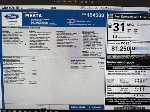 Used 2019 Ford Fiesta SE w/ Equipment Group 201A FWD image 16