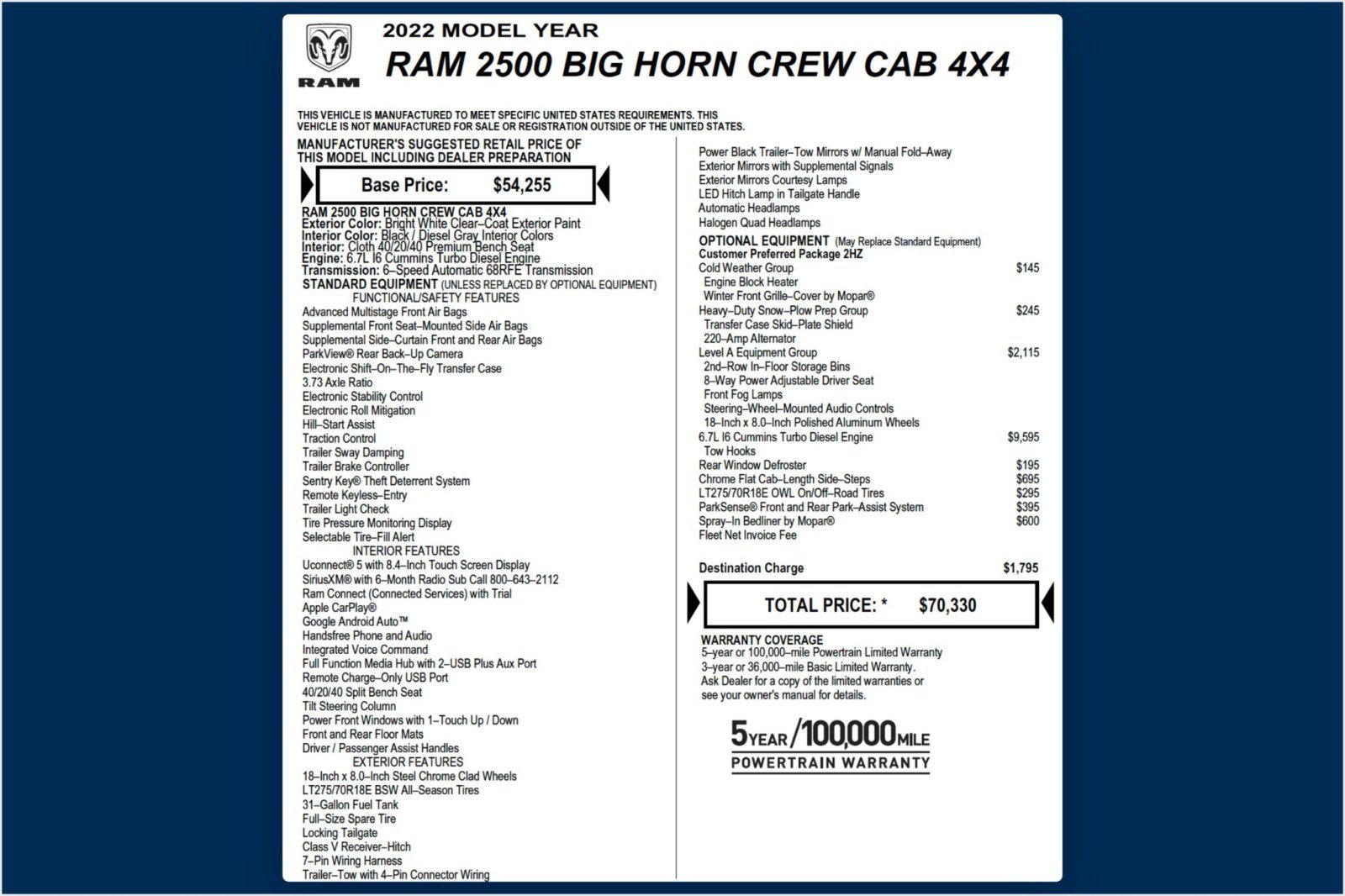 Used 2022 RAM 2500 Big Horn w/ Level A Equipment Group AWD/4WD image 2