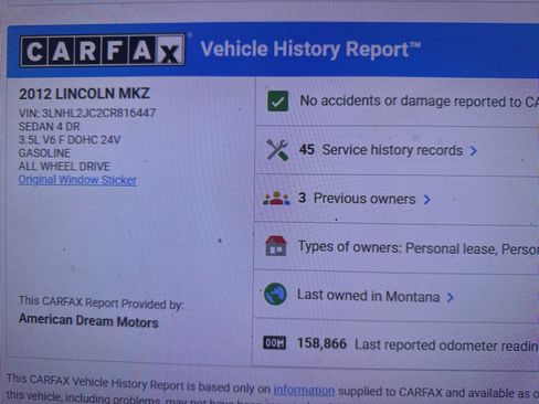 Used 2012 Lincoln MKZ AWD image 9