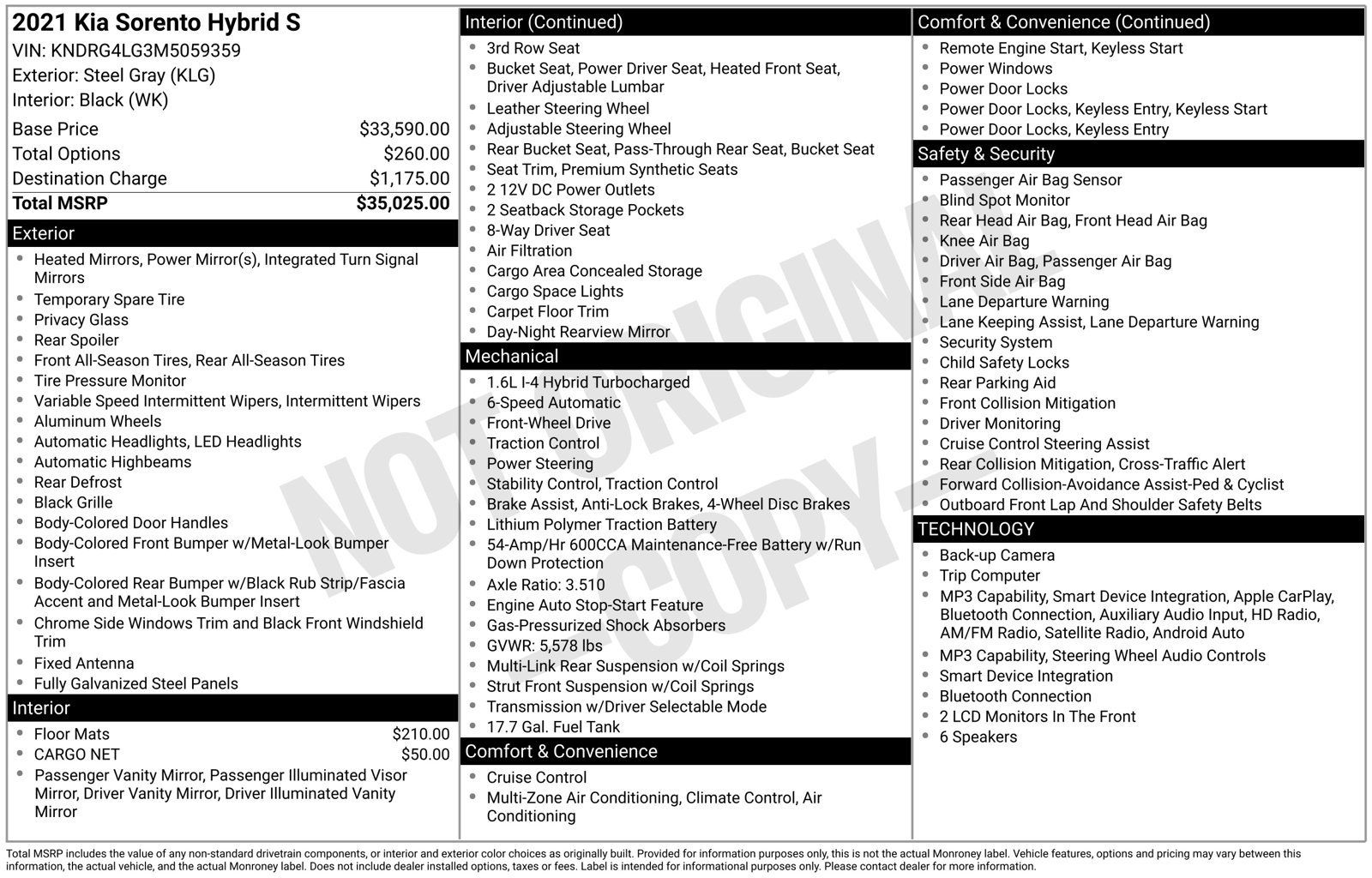 Certified 2021 Kia Sorento S FWD image 17