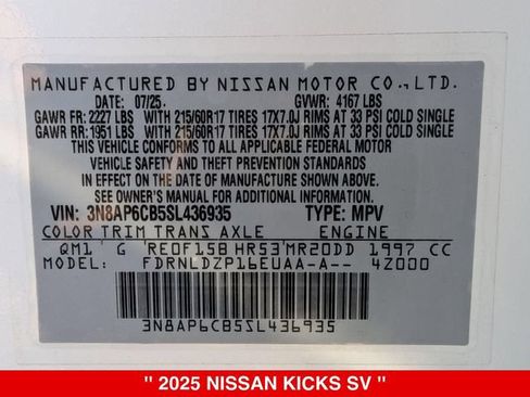 Certified 2025 Nissan Kicks SV w/ SV Premium Package AWD/4WD image 41