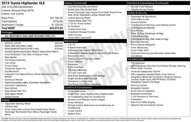 Used 2019 Toyota Highlander XLE AWD/4WD image 37