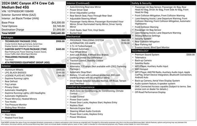 Used 2024 GMC Canyon AT4 w/ Technology Package AWD/4WD image 35