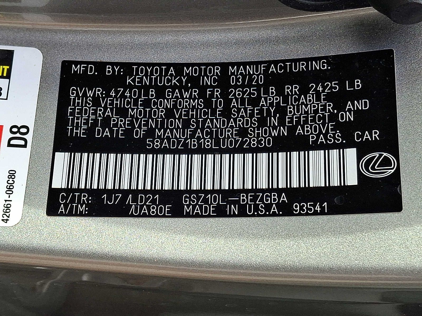 Used 2020 Lexus ES 350 w/ Premium Package FWD image 26