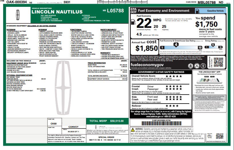 Used 2021 Lincoln Nautilus Reserve w/ Equipment Group 201A AWD/4WD image 12