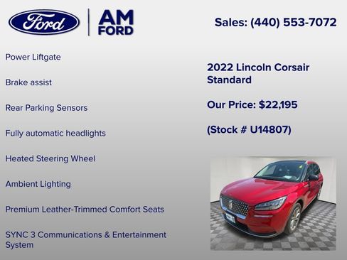 Used 2022 Lincoln Corsair AWD w/ Premium Package image 30