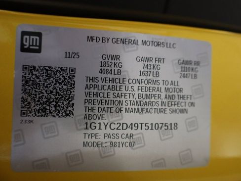 New 2026 Chevrolet Corvette Stingray Premium Cpe w/ Z51 Performance Package image 5