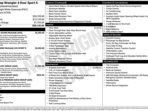 Used 2023 Jeep Wrangler Unlimited Sport w/ Sun And Sound Package AWD/4WD image 21