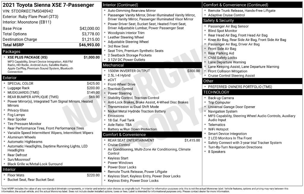 Used 2021 Toyota Sienna XSE w/ XSE Plus Package FWD image 4