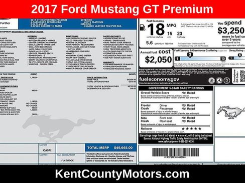Used 2017 Ford Mustang GT Premium w/ Equipment Group 401A image 1