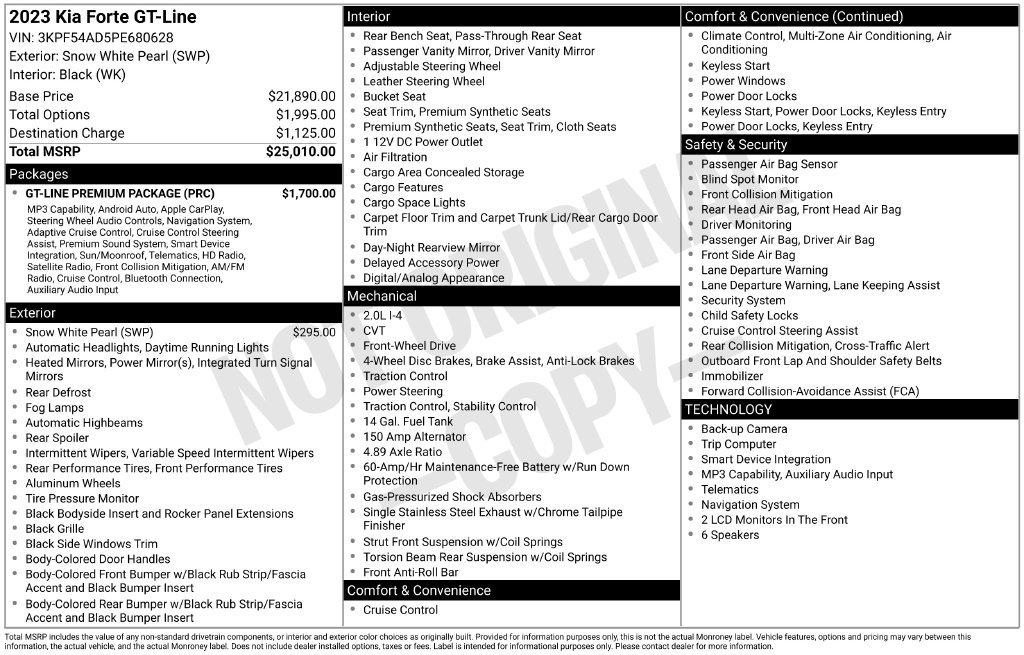 Used 2023 Kia Forte GT-Line w/ GT-Line Premium Package FWD image 2