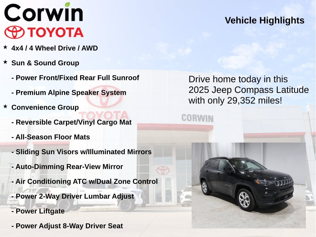 Used 2025 Jeep Compass Latitude w/ Sun & Sound Group AWD/4WD image 7