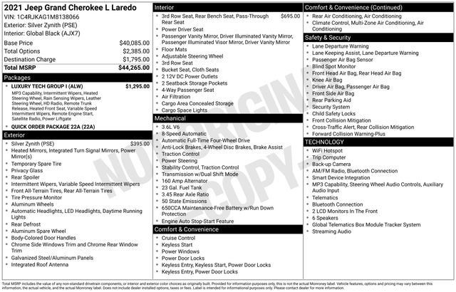 Used 2021 Jeep Grand Cherokee L Laredo w/ Luxury Tech Group I AWD/4WD image 27