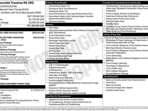 Used 2025 Chevrolet Traverse RS w/ LPO, Floor Liner Package AWD/4WD image 66